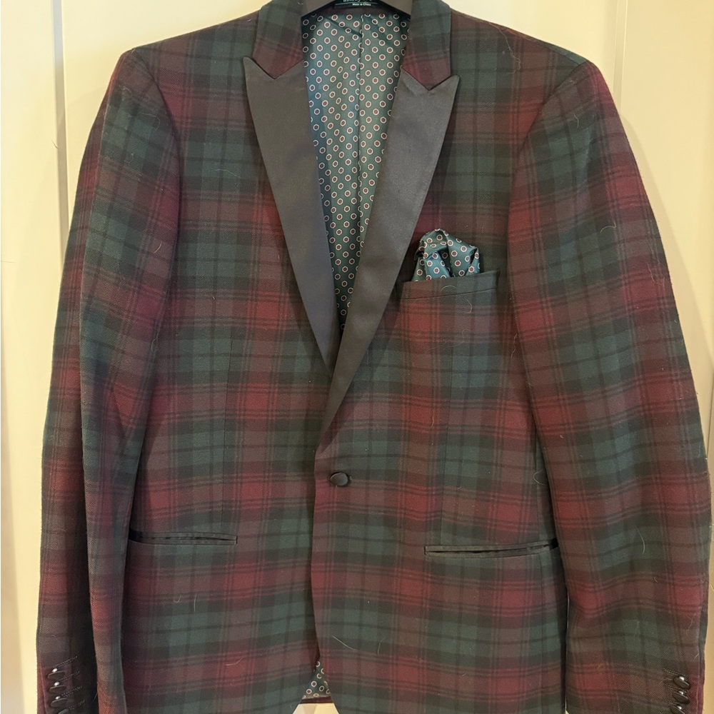 Paisley & Gray Red and Green Dinner Jacket with Tartan Pattern